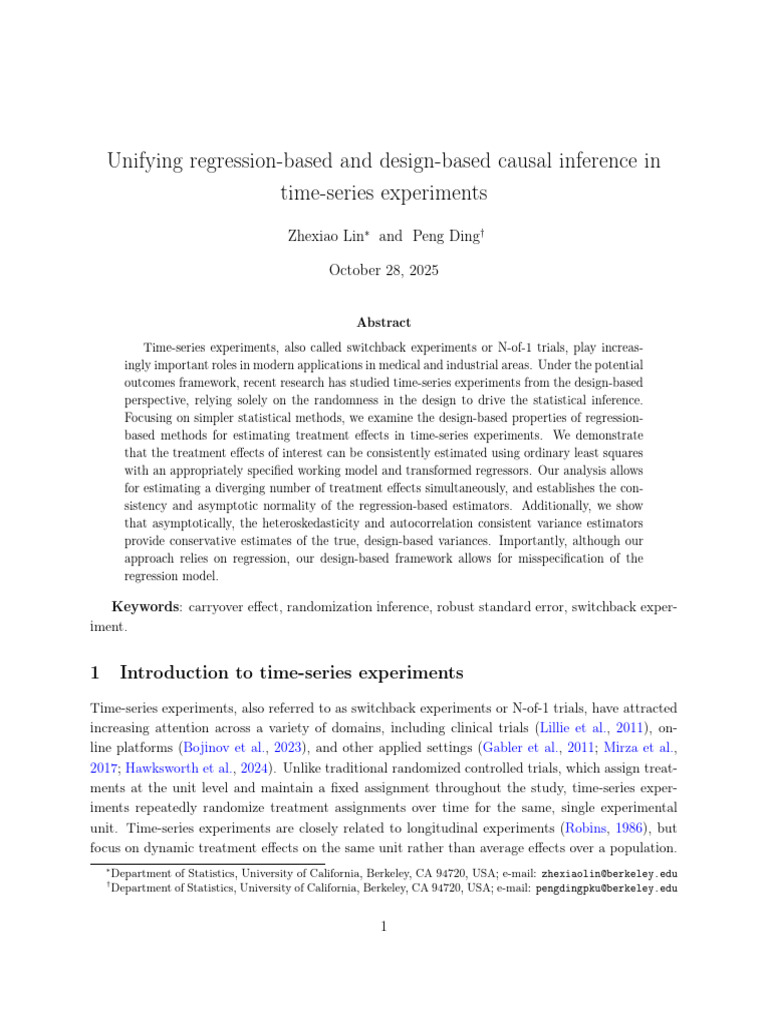 Causal Inference in Time-Series Experiments | PDF | Ordinary Least ...