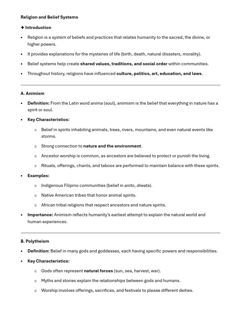 Overview of Religion and Belief Systems | PDF | Deities | Monotheism