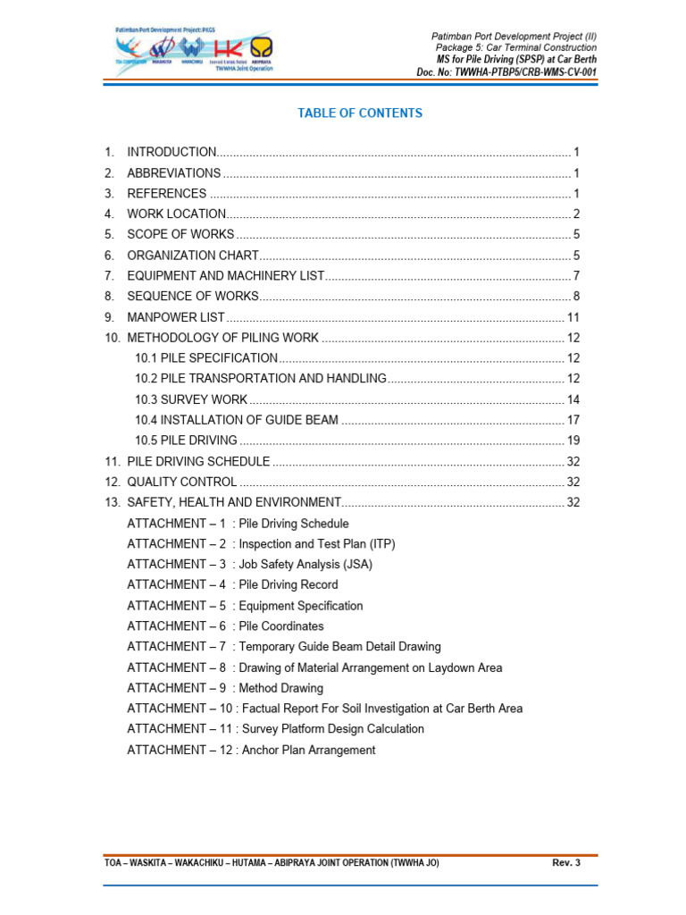 Patimban Port Car Terminal Pile Driving Method | PDF