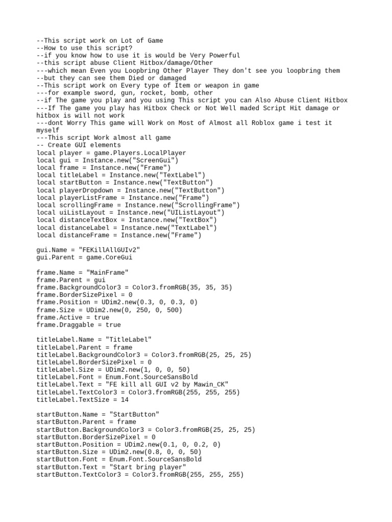 FE Kill All Script for Roblox | PDF | Software Engineering | Computer ...