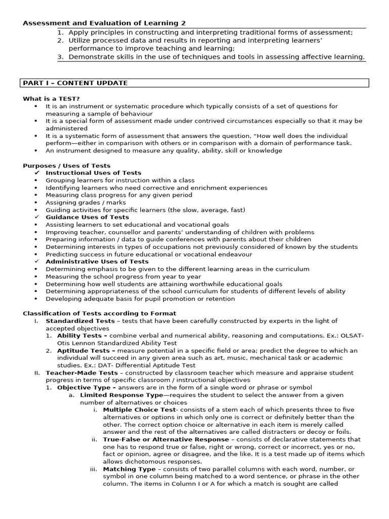 Understanding Assessment Types and Uses | PDF | Educational Assessment ...