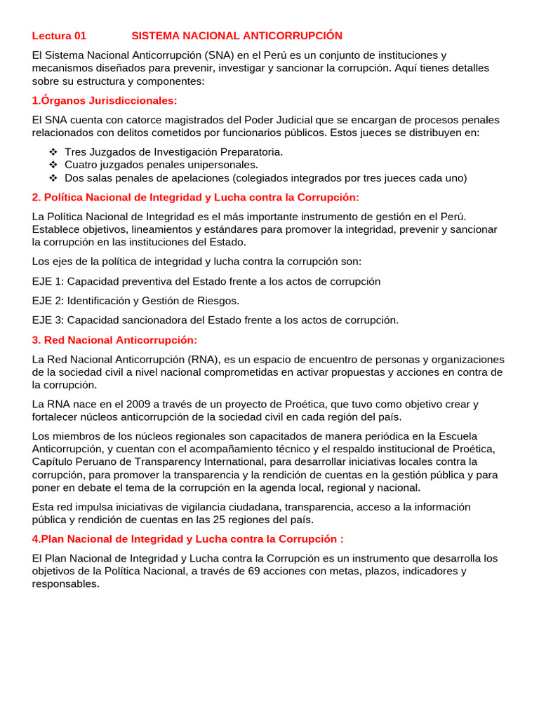 Sistema Nacional Anticorrupción en Perú | PDF | Corrupción política ...
