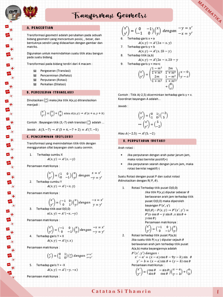 Transformasi Geometri: Jenis dan Contoh | PDF