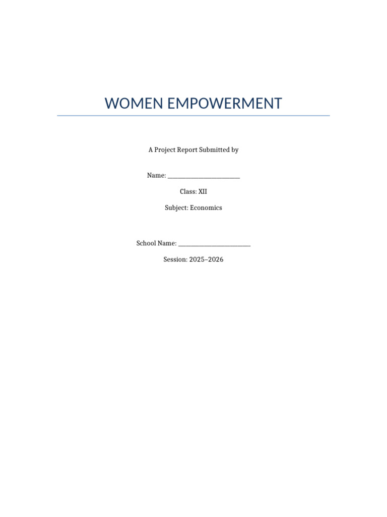 Women Empowerment Project Report | PDF | Empowerment | Woman