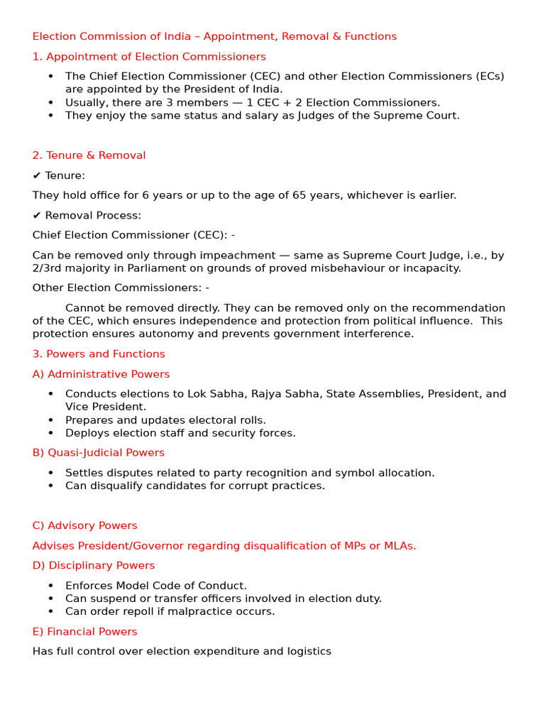 Election Commission of India: Roles & Processes | PDF | Elections | Voting
