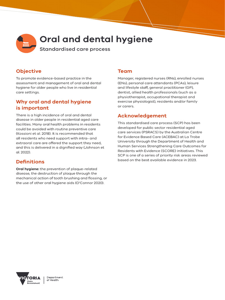 Standardised Care Oral Dental Hygiene | PDF | Oral Hygiene | Dentures