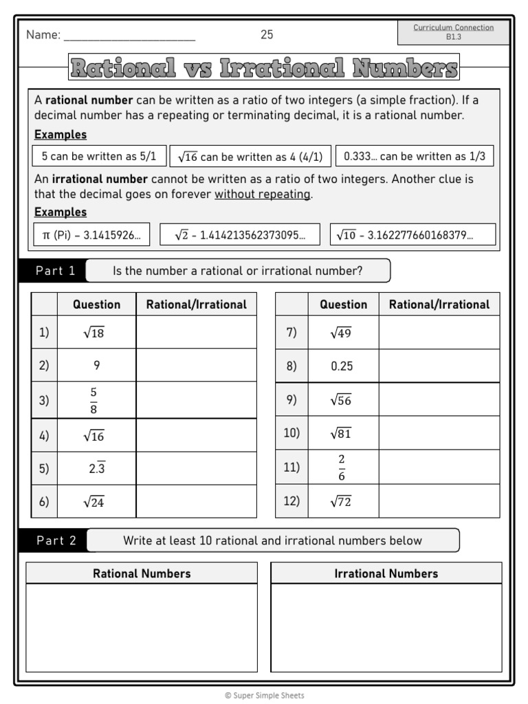 Rational vs. Irrational Numbers Guide | PDF | Rational Number | Numbers