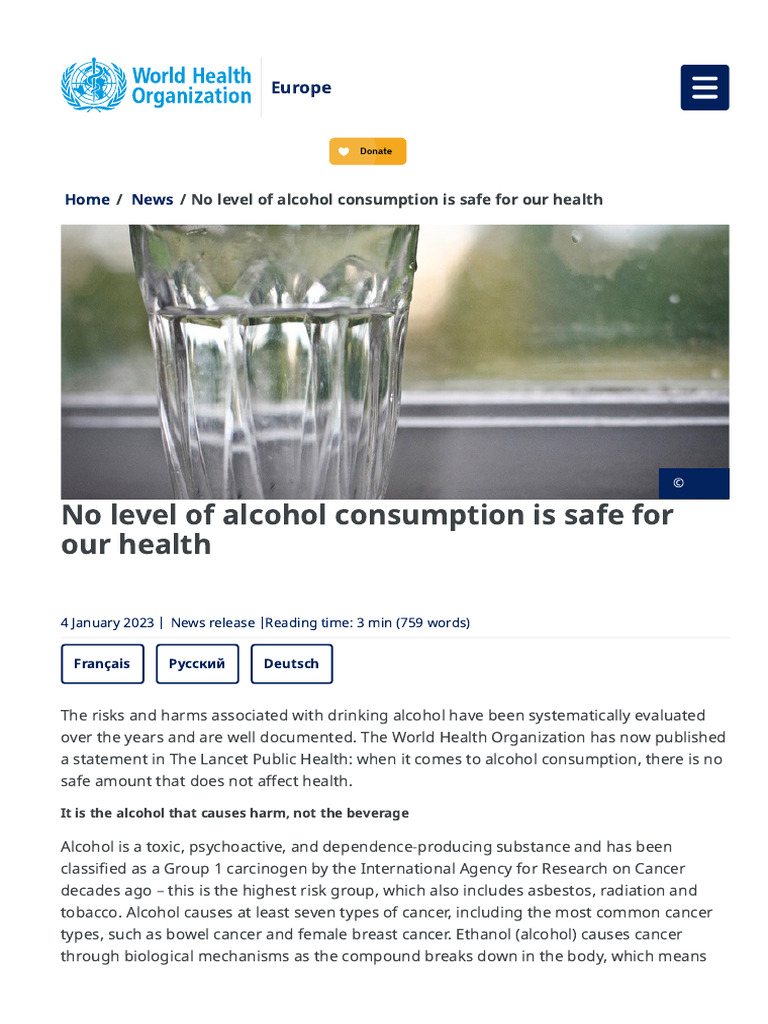 No Safe Level of Alcohol Consumption | PDF | Alcoholic Beverages | Cancer