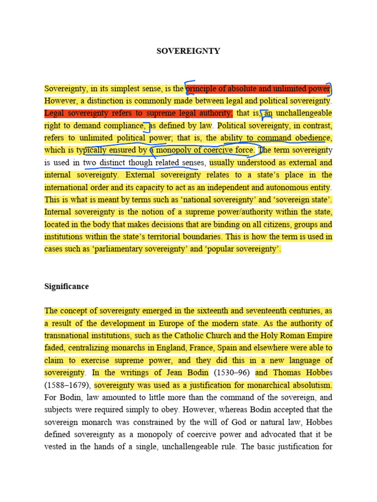Understanding Sovereignty: Key Concepts | PDF | Sovereignty | State ...