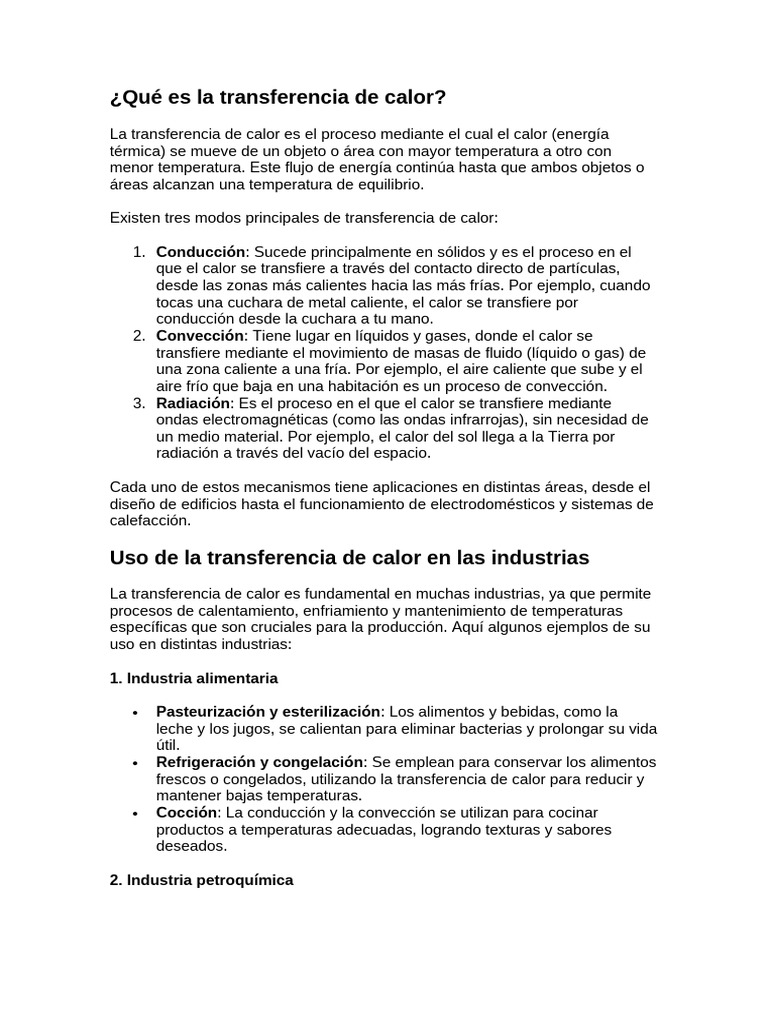 Transferencia de Calor en la Industria | PDF | Transferencia de calor ...
