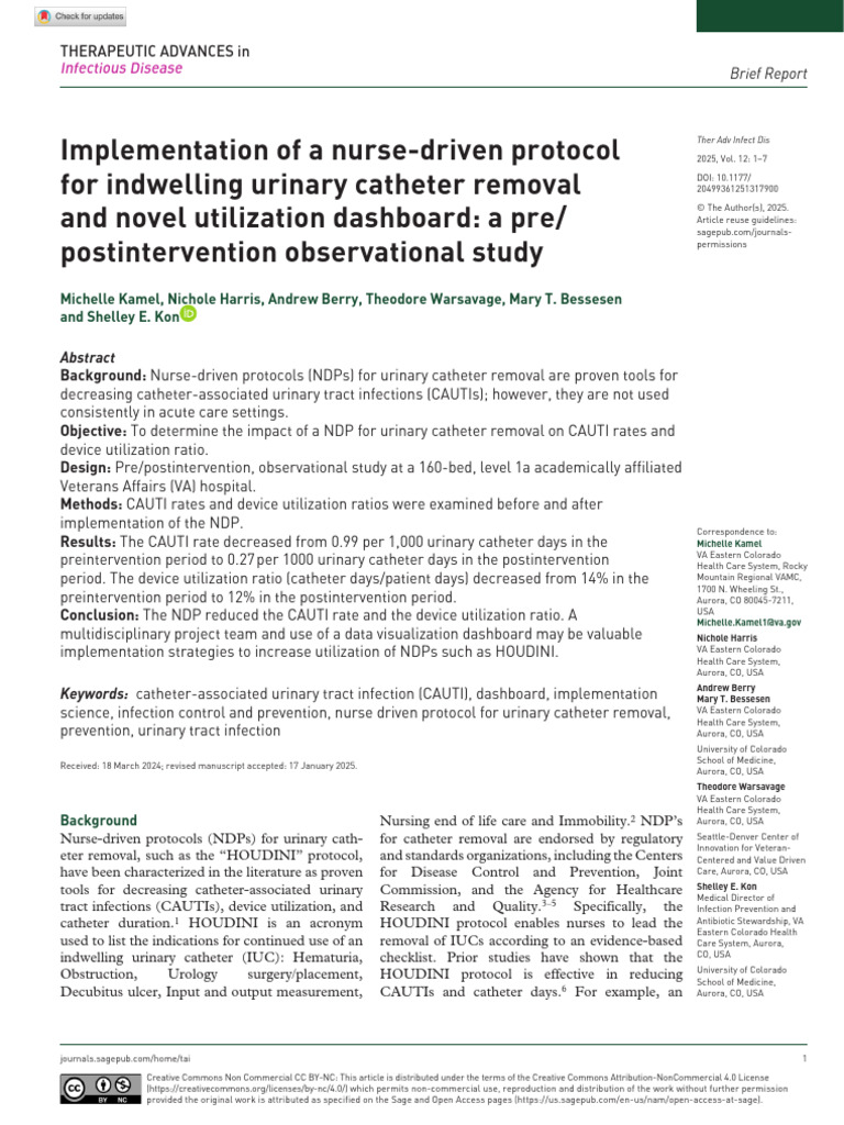 Kamel Et Al 2025 Implementation of A Nurse Driven Protocol For ...