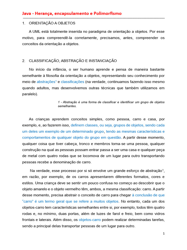Java: Herança, Encapsulamento e Polimorfismo | PDF | Classe ...