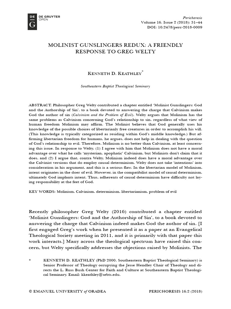Molinism vs. Calvinism: A Theological Debate | PDF | Free Will ...