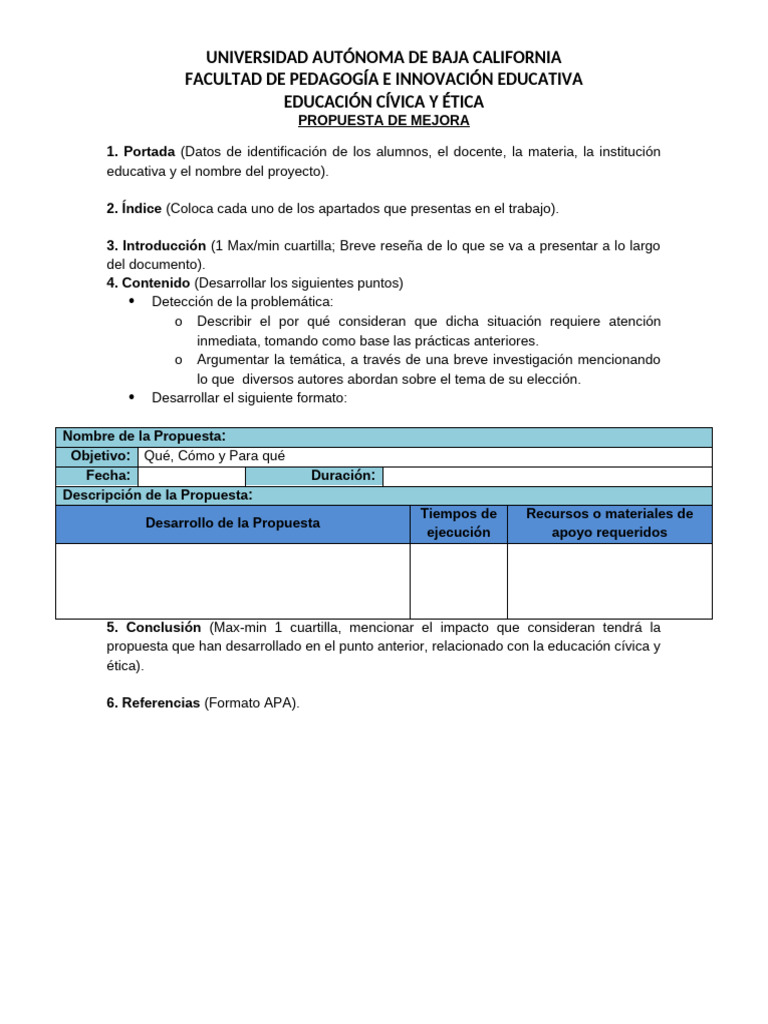 Formato - Propuesta de Mejora | PDF