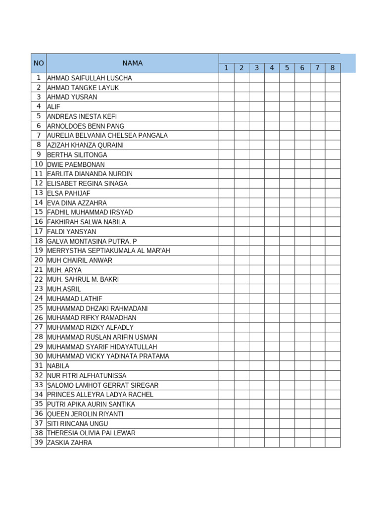 Rekapitulasi Absensi Kelas 7C | PDF