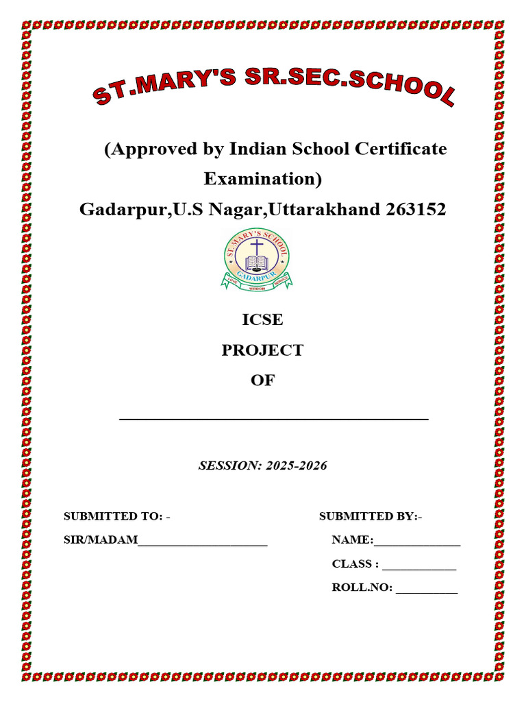 ICSE Project Submission Certificate 2025-2026 | PDF