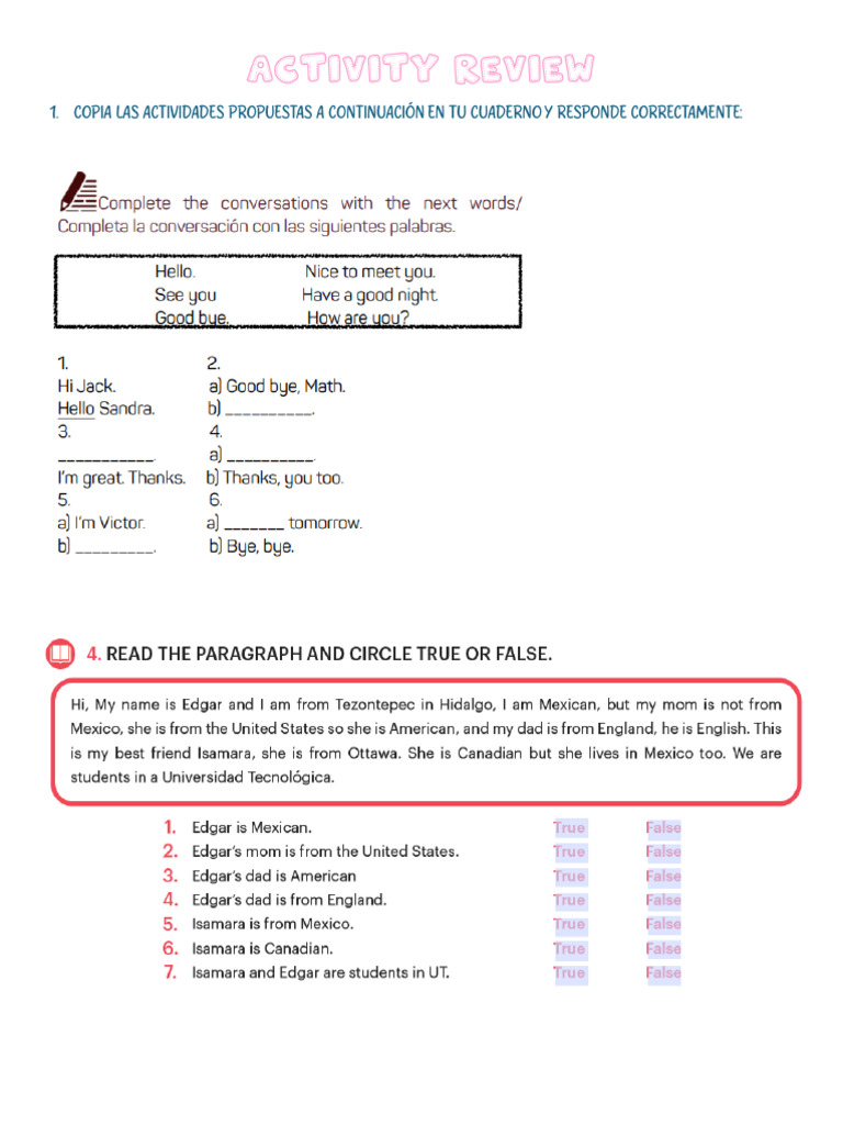 Activity Review | PDF