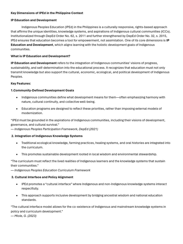 Key Aspects of Indigenous Education in the Philippines | PDF ...