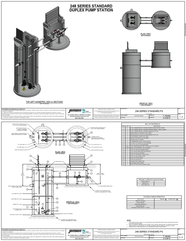 248 Series Standard Pump Station Plans | PDF | Pipe (Fluid Conveyance ...