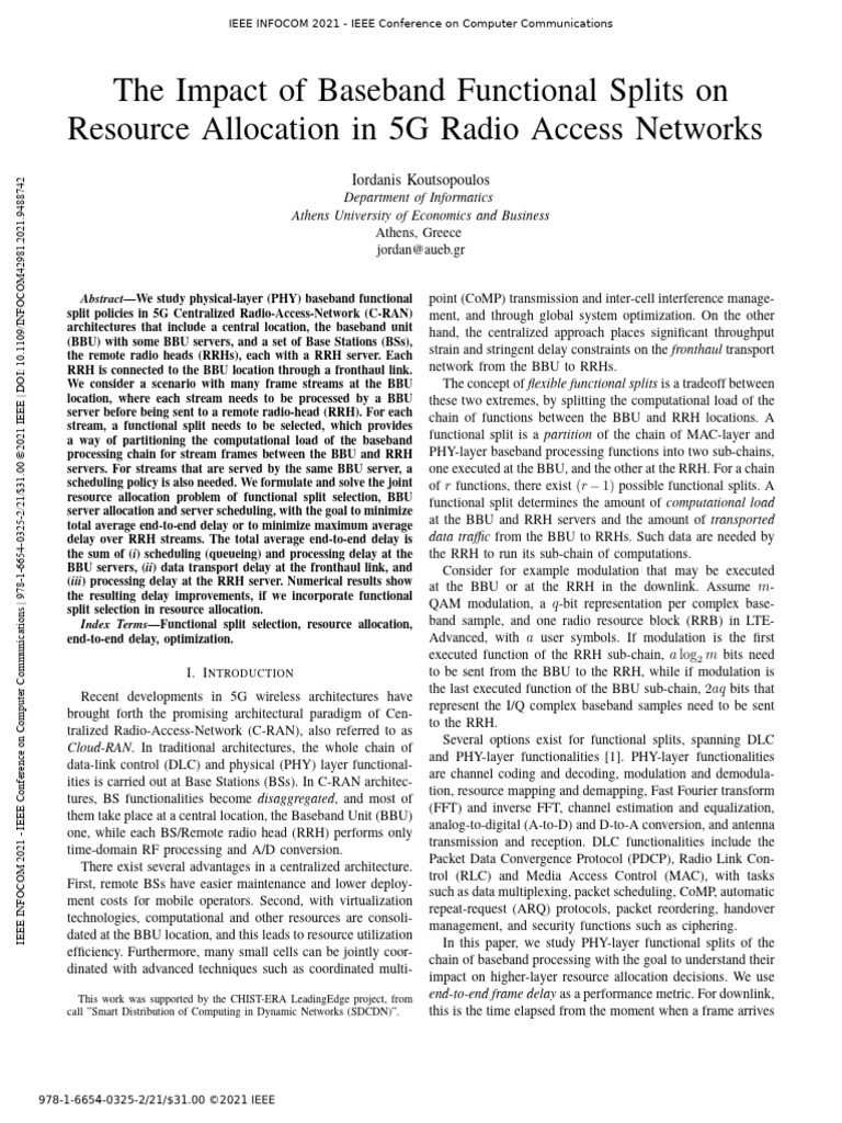 The Impact of Baseband Functional Splits On Resource Allocation in 5G ...