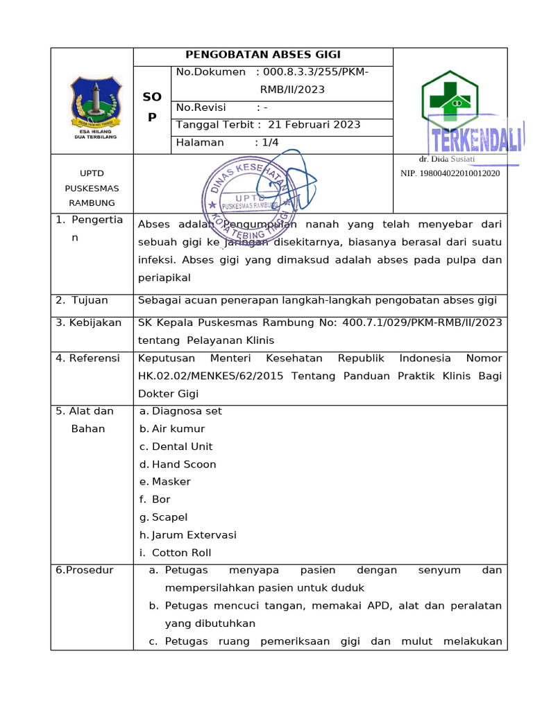 Panduan Pengobatan Abses Gigi | PDF