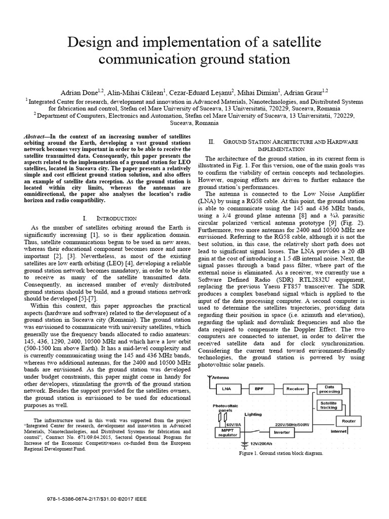 Satellite Ground Station Design in Suceava | PDF | Software Defined ...