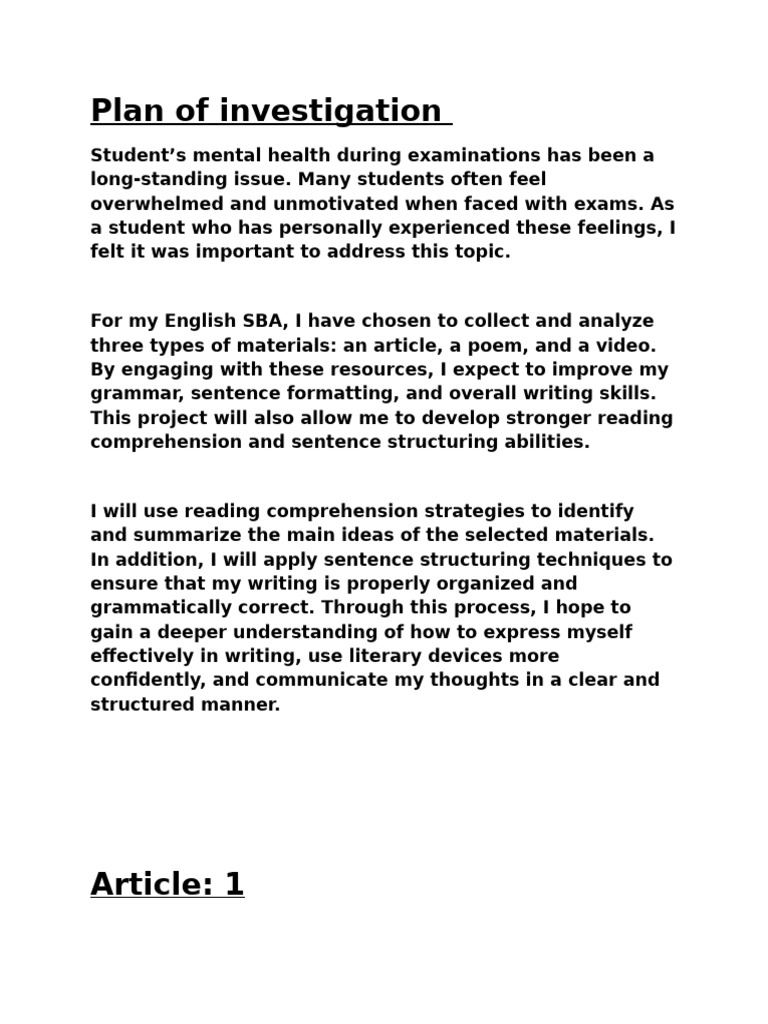 English Sba | PDF