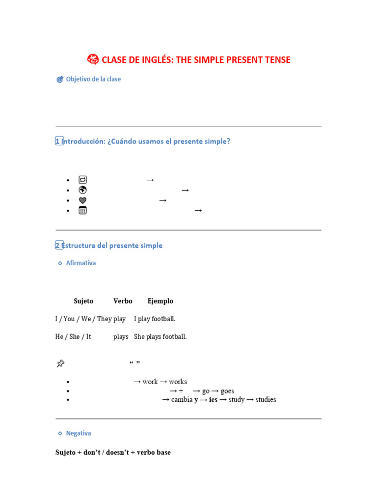 Simple Present Tense in English Class | PDF