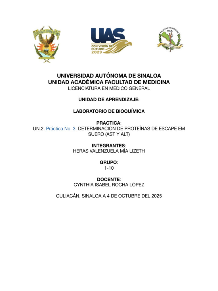 Determinación de AST y ALT en Suero | PDF | Transaminasa | Alanina ...
