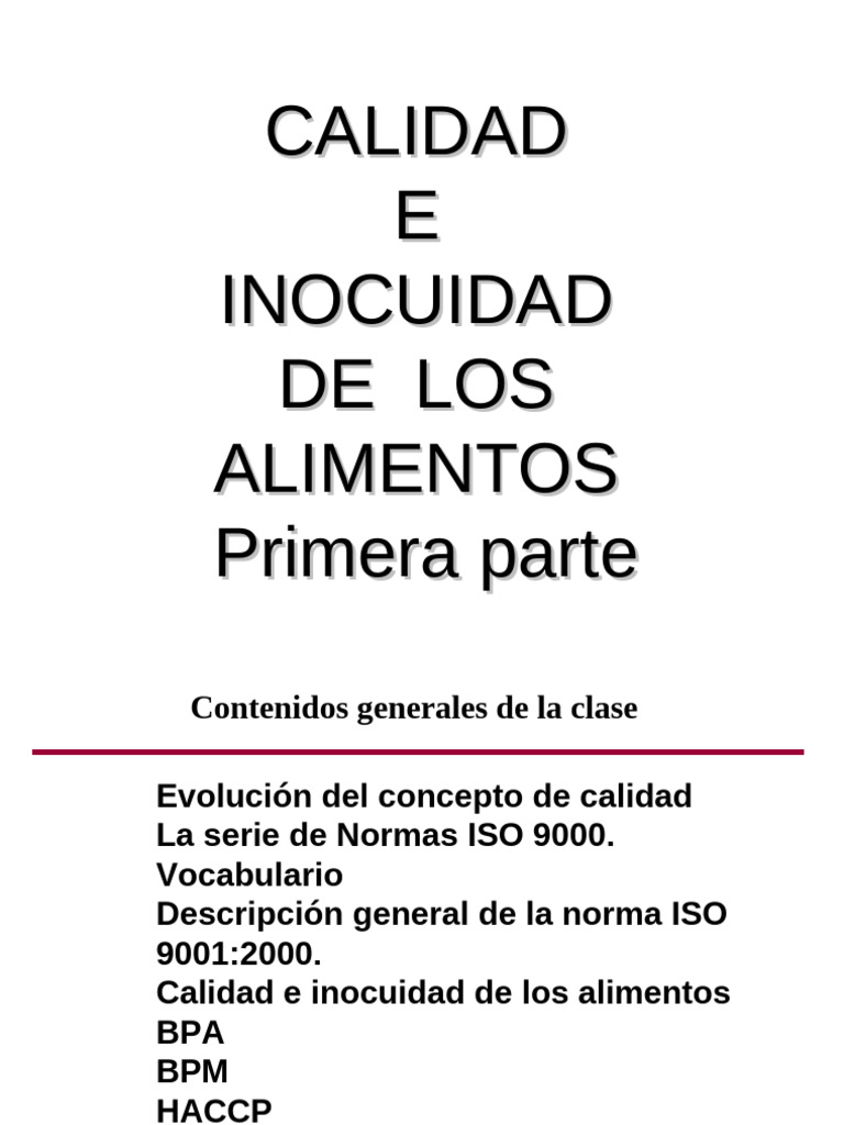 Calidad E Inocuidad de Los Alimentos | PDF | Calidad (comercial ...