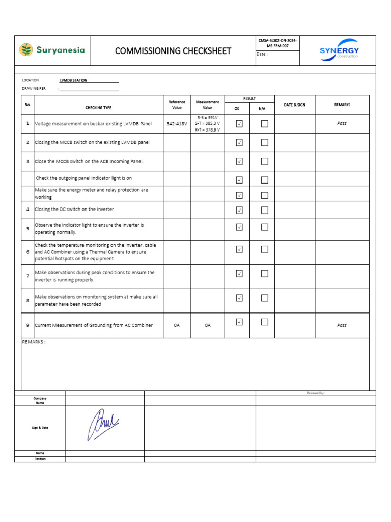 LVMDB Inverter Commissioning Checklist | PDF | Power Inverter | Direct ...