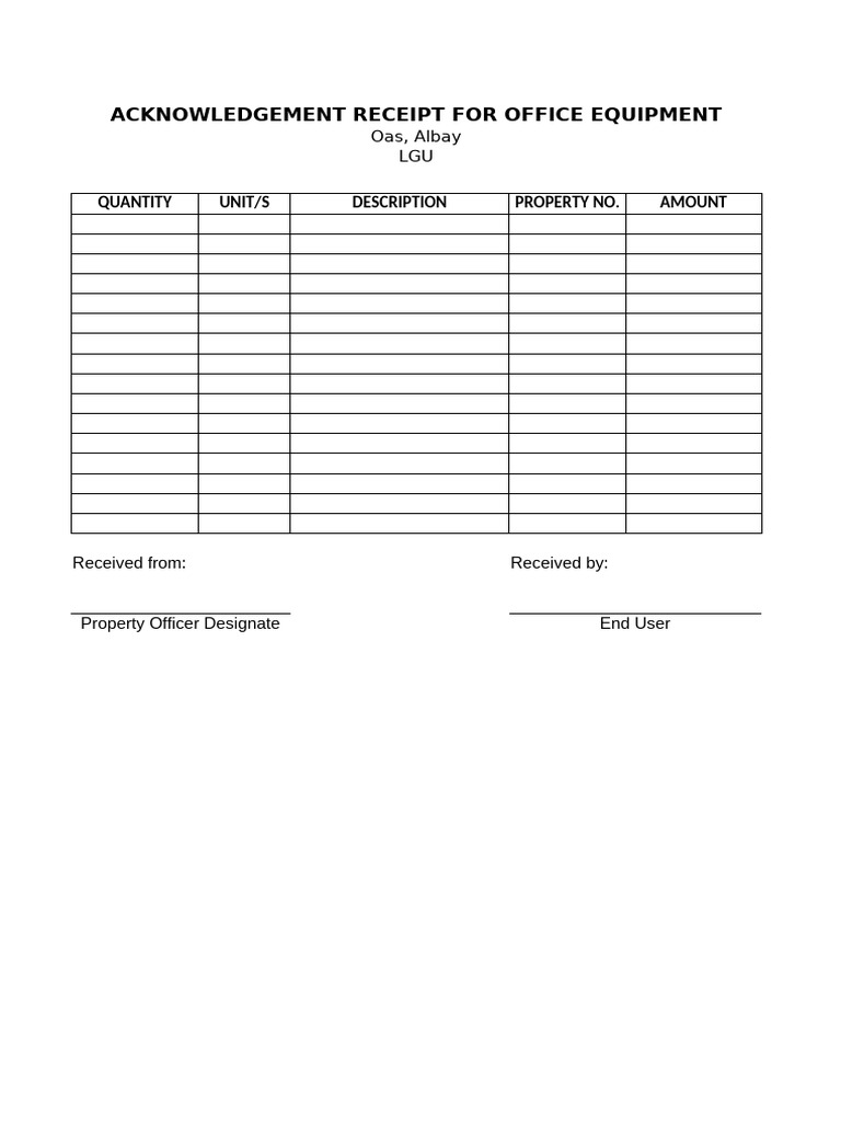 Acknowledgement Receipt for LGU Equipment | PDF
