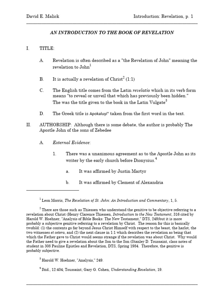 Introduction to the Book of Revelation | PDF | Book Of Revelation ...
