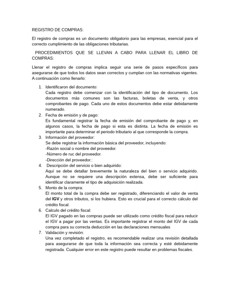 Guía para Registro de Compras y Ventas | PDF | Contabilidad | Factura