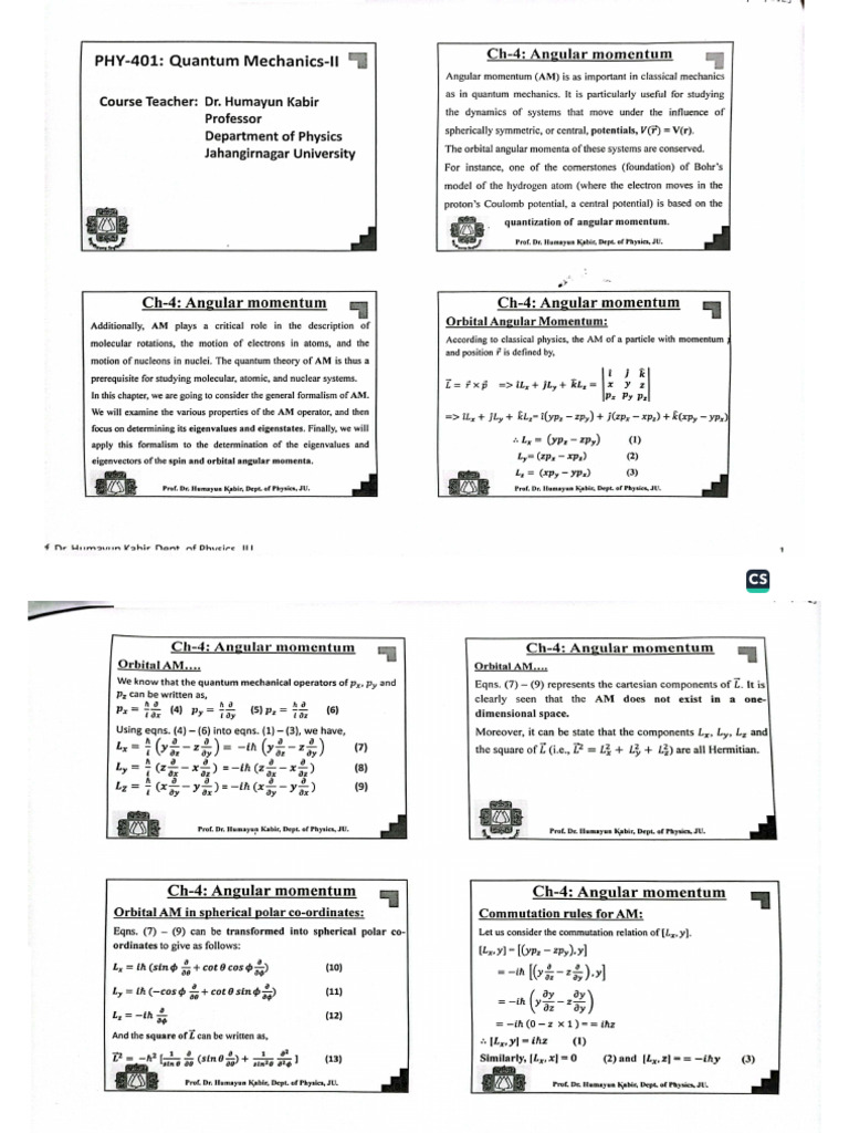 Phy 401 Chapter 4 | PDF