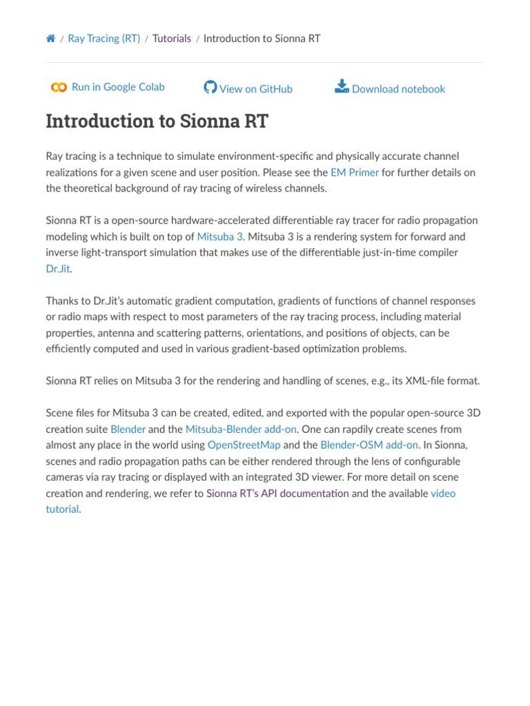 Introduction to Sionna RT Documentation | PDF | Antenna (Radio ...