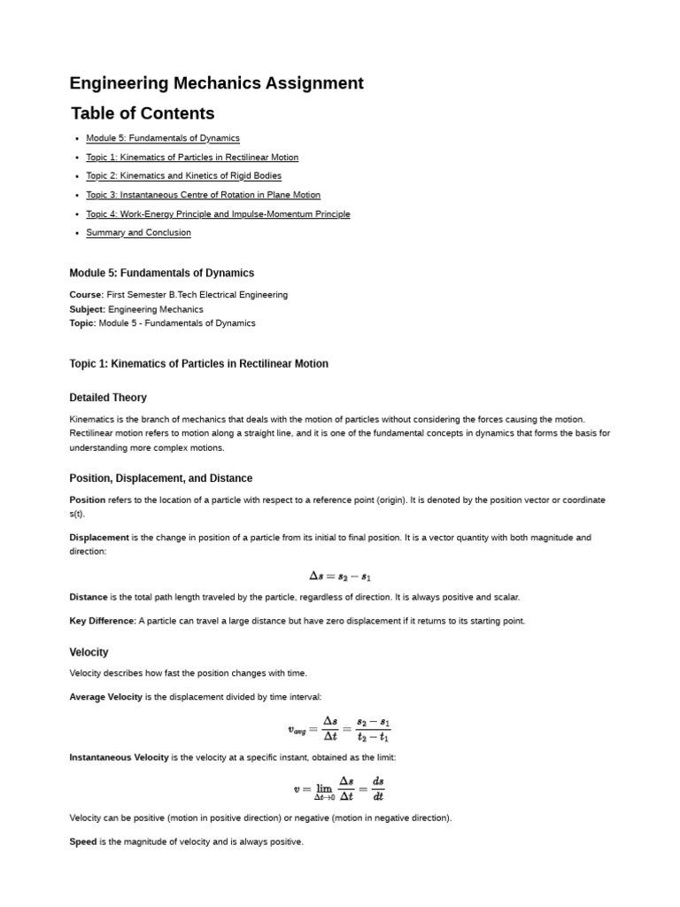 Dynamics: Kinematics of Particles | PDF | Rotation Around A Fixed Axis ...