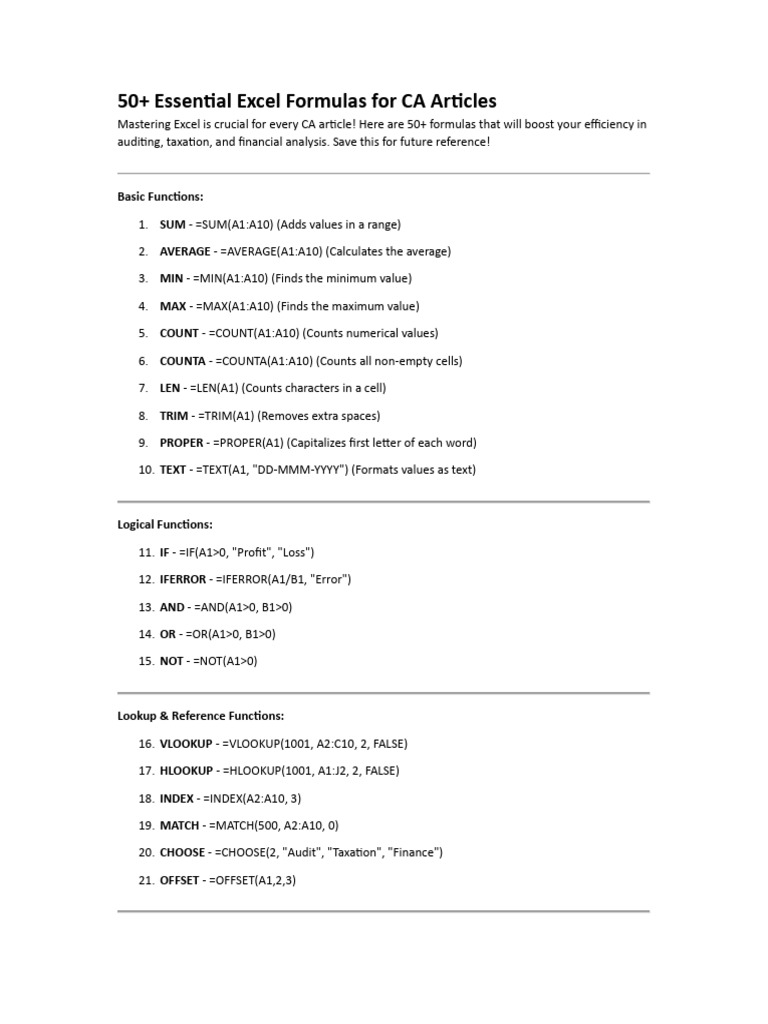 Excel Formulas | PDF