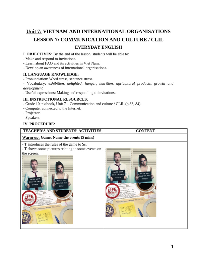 Lessonplan Unit 7 Communication and Culture Clil | PDF | Communication ...