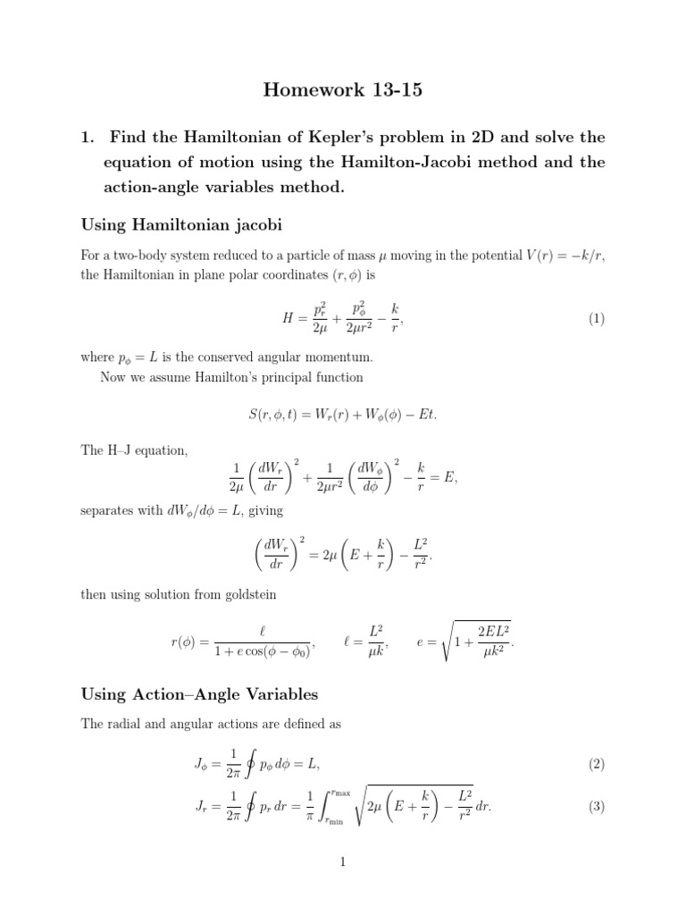 Acm Hw 13-15 | PDF | Hamiltonian Mechanics | Mechanical Engineering