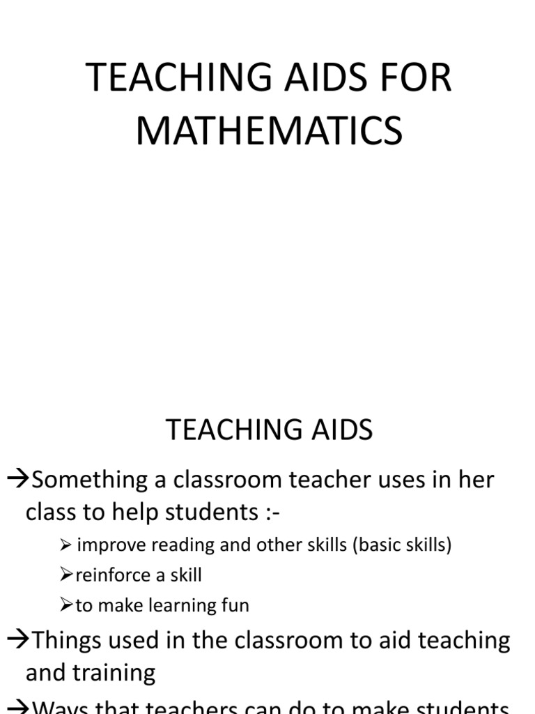 Teaching Aids For Mathematics PDF Communication Teaching And Learning