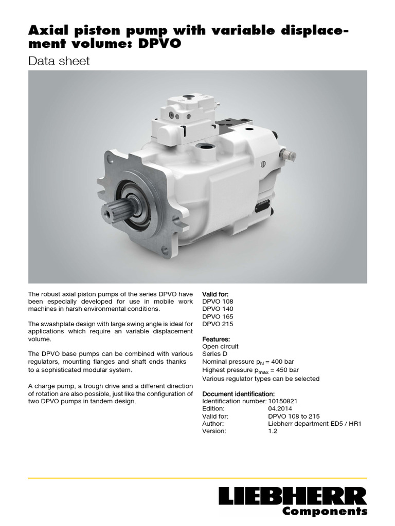 Liebherr-Dpvo Axial Piston Pump | PDF | Pump | Turbomachinery