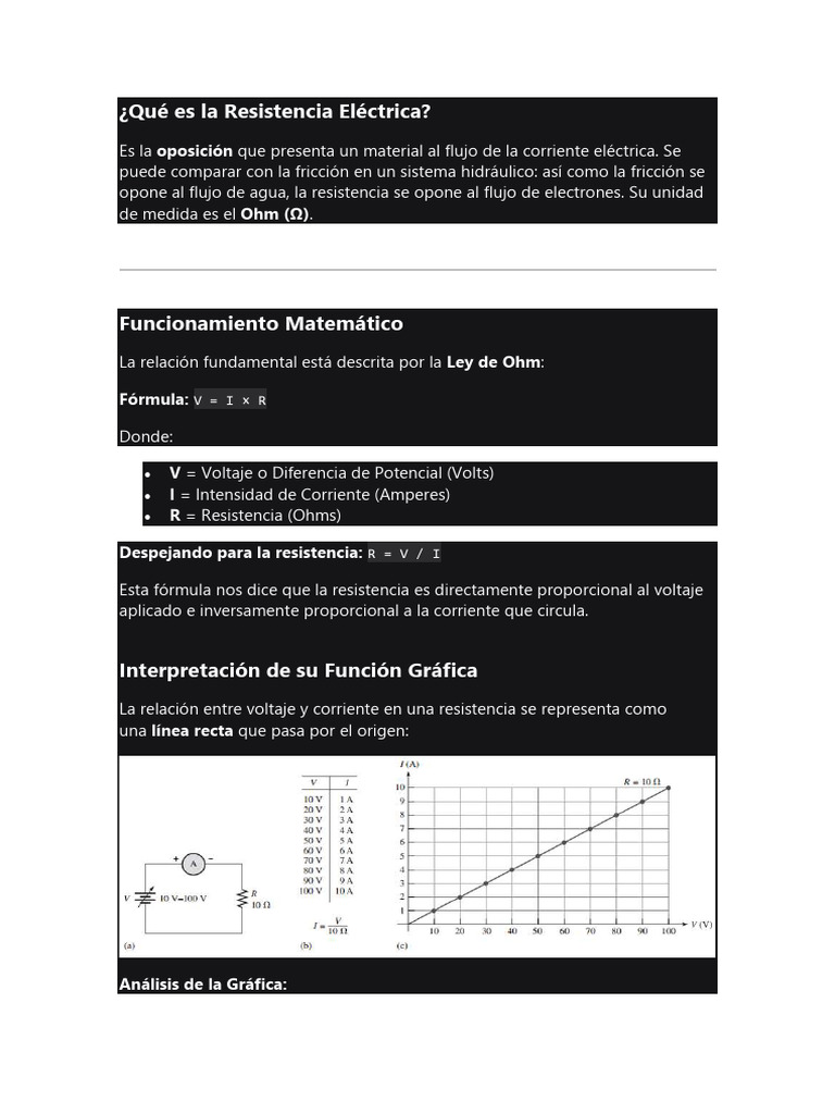 Resistencia Eléctrica y Ley de Ohm | PDF