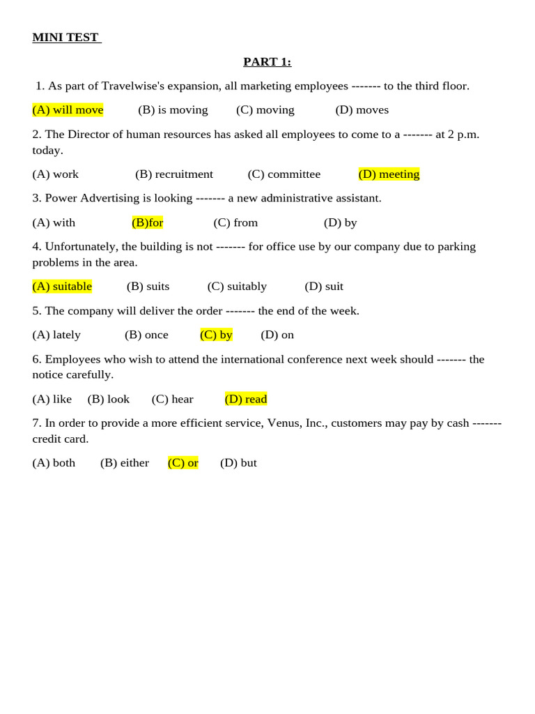 Mini Test: Office Procedures and Instructions | PDF | Computing ...
