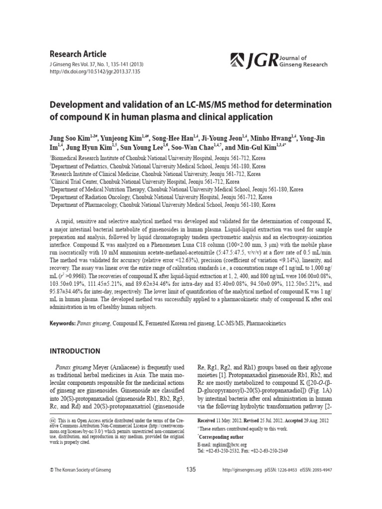 LC-MS/MS Method for Compound K Analysis | PDF | Liquid Chromatography ...