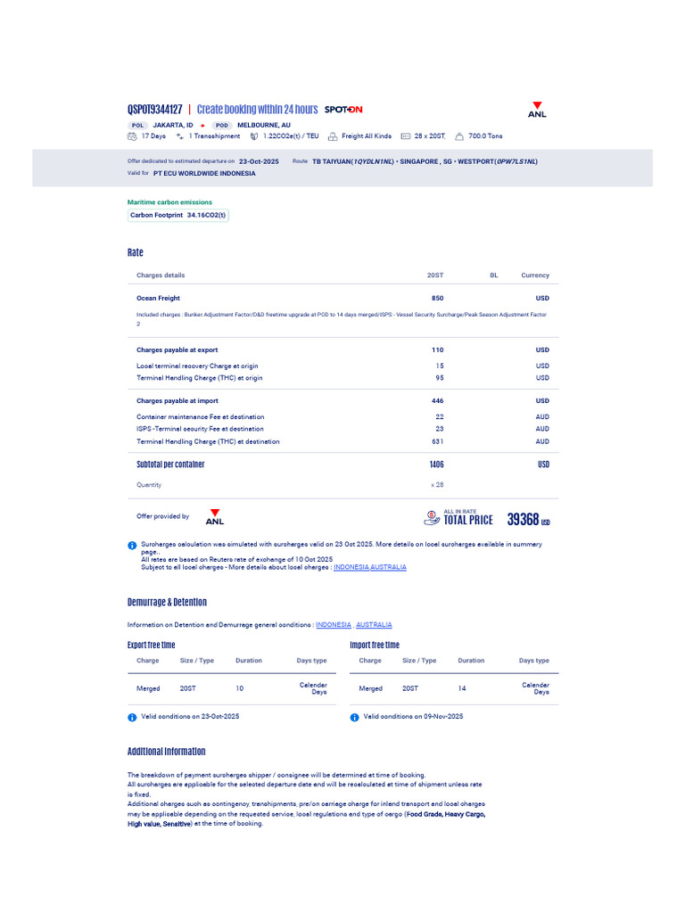 Anl Idjkt Aumel ST 20251010 Qspot9344127 | PDF | Cargo | Freight Transport
