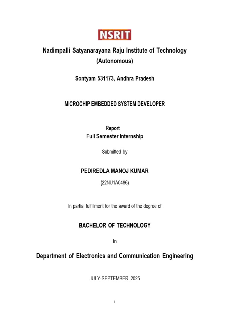 Microchip Embedded Systems Internship Report | PDF | Embedded System ...