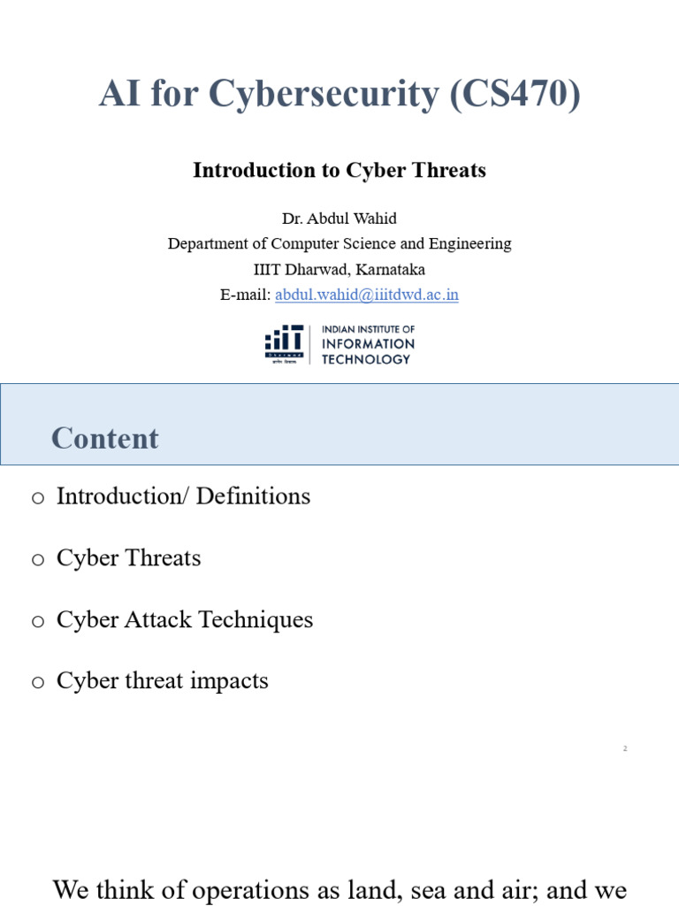 Understanding Cyber Threats and Attacks | PDF | Security | Computer ...