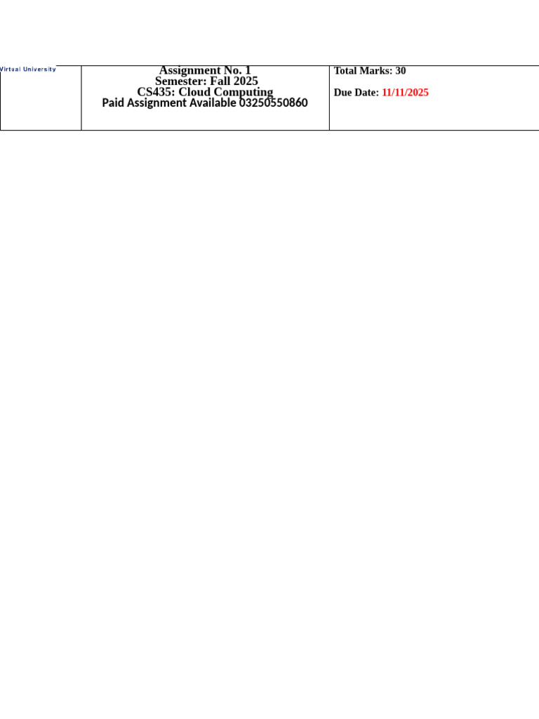 CS435 Cloud Computing Assignment Guide | PDF