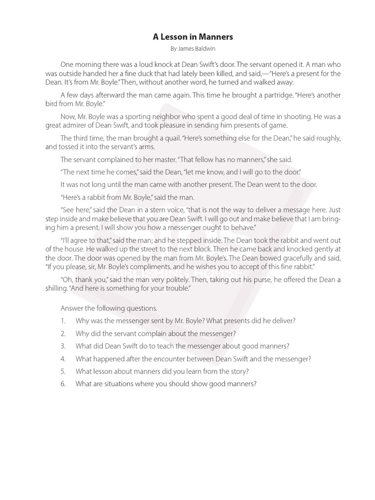 NEXUS2e5 U1L1 Challenge1 LessonInManners | PDF